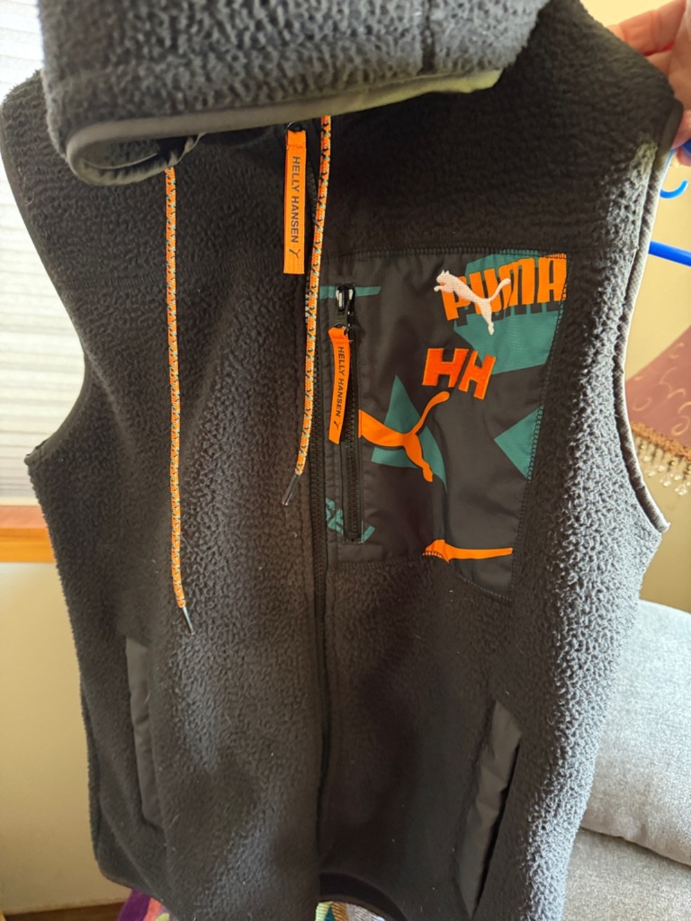 Helly Hansen Black Fleece Vest with Orange Accents